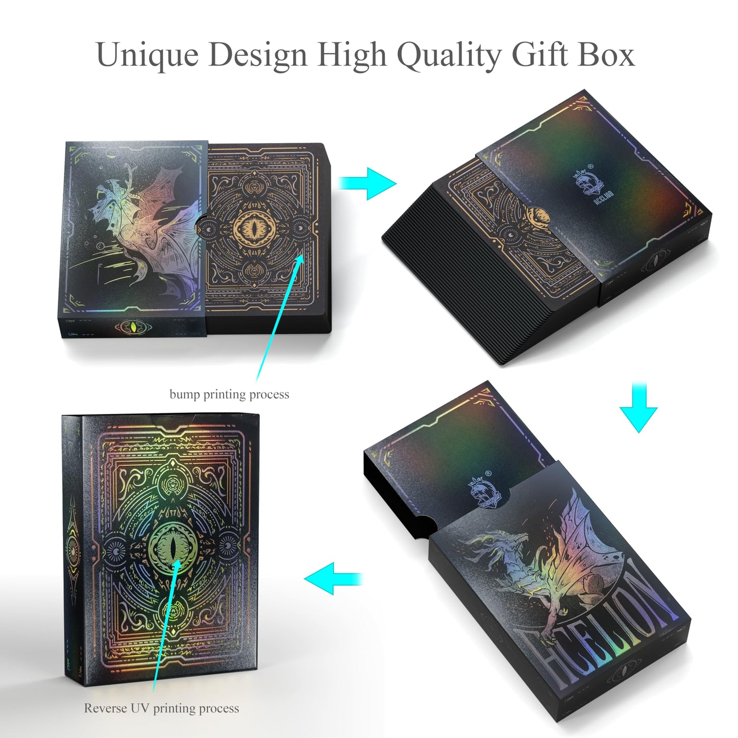 WJPC Easy Shuffling Plastic Waterproof Playing Cards,Cool Black Dragon Poker Cards for Game and Party, Deck of Cards?Dragon