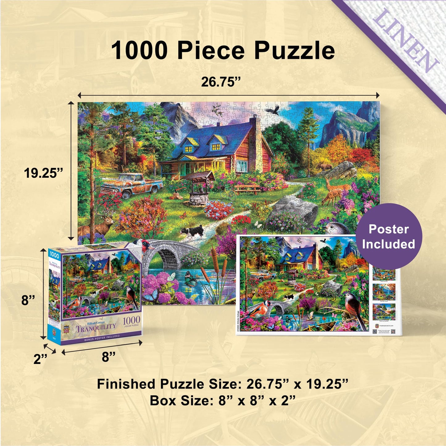 MasterPieces 1000 Piece Jigsaw Puzzle for Adults, Family, Or Youth - Hillside Cottage - 19.25"x26.75"