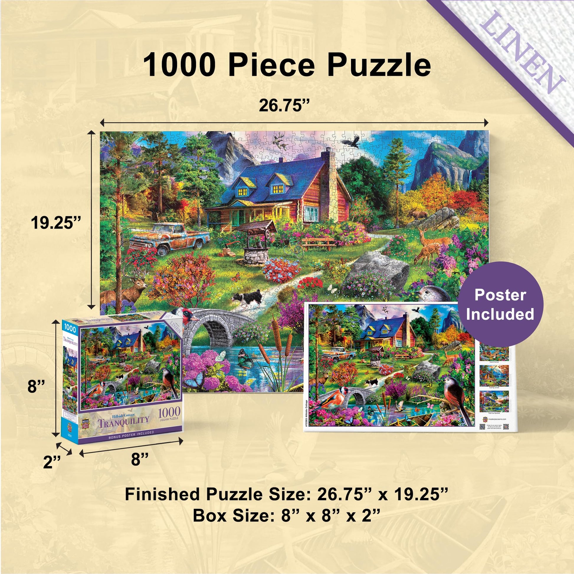 MasterPieces 1000 Piece Jigsaw Puzzle for Adults, Family, Or Youth - Hillside Cottage - 19.25"x26.75"