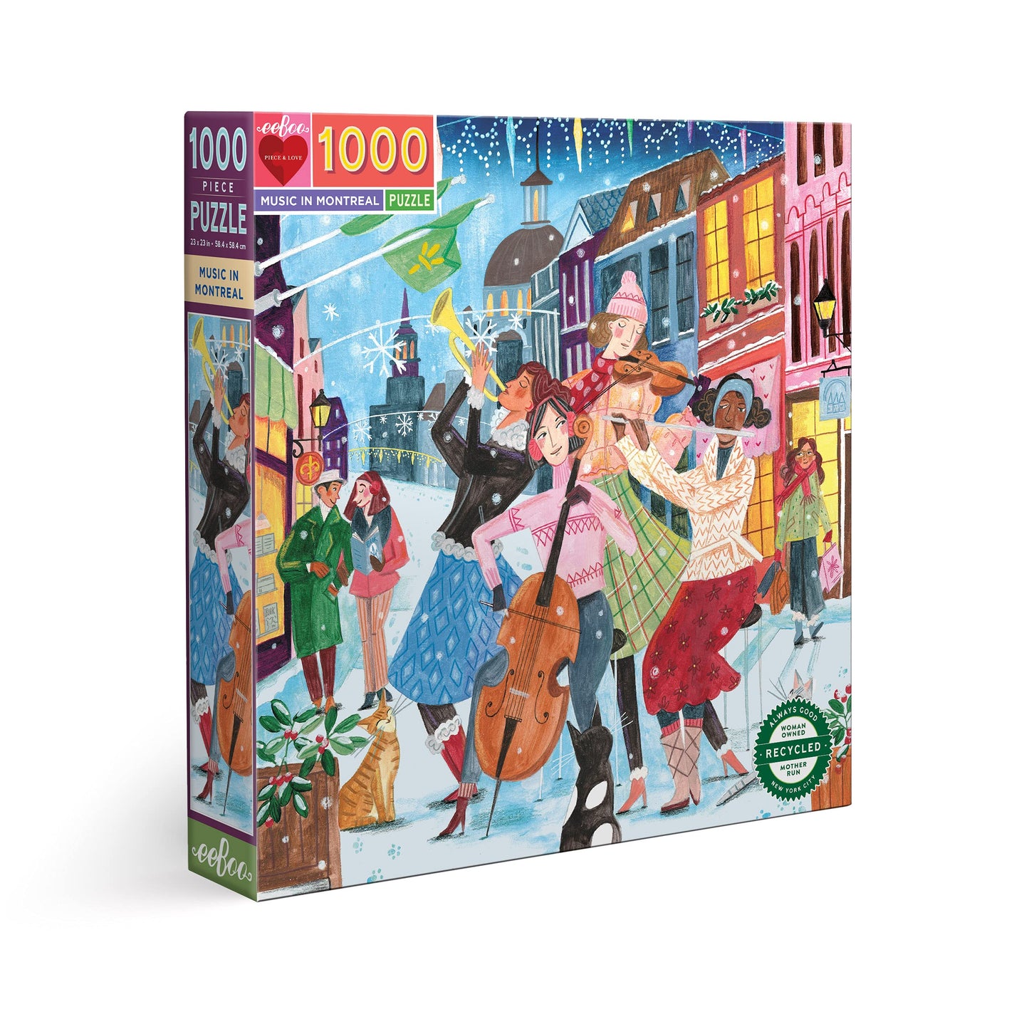 eeBoo 1000 Piece Puzzle - Music in Montreal Jigsaw Puzzle for Adults, Square 23" x 23" Made with Recycled Board & Vegetable-Based Ink