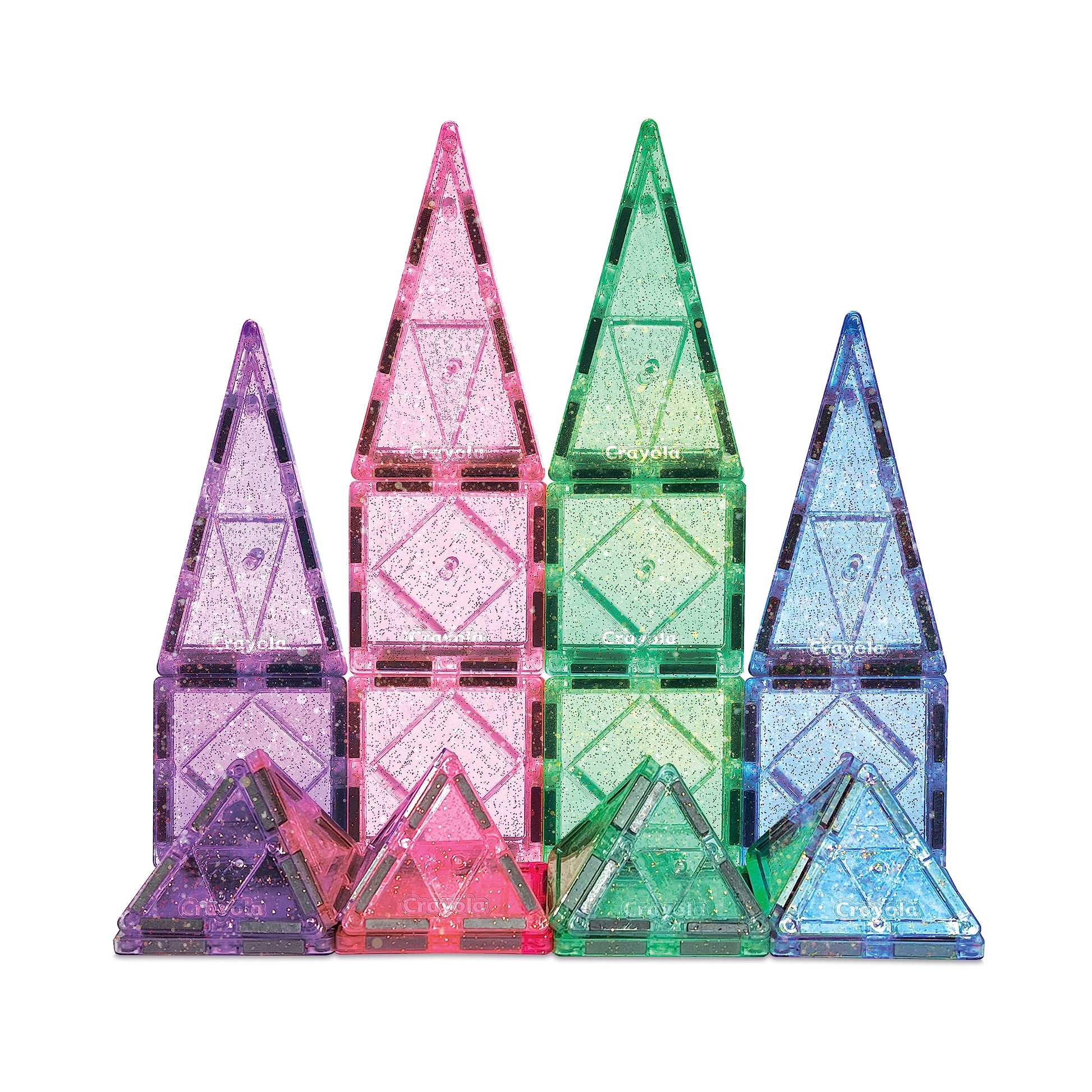 CreateOn Crayola Glitter Magnetic Tiles, Building Set for Kids, Magnetic Tiles, Magnetic Building Toys for Kids, STEM Easter Toys for Boys and Girls