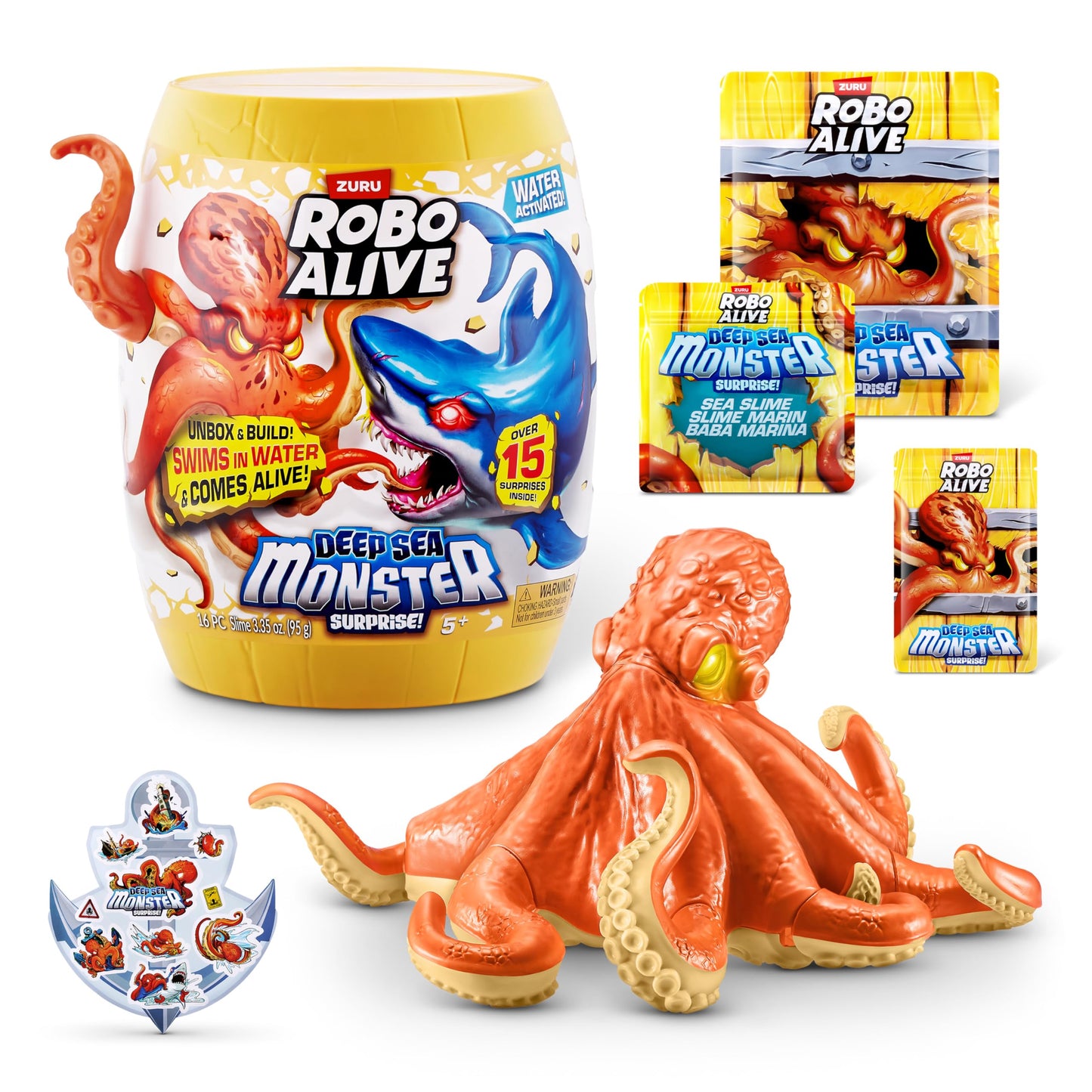 Robo Alive Deep Sea Monster Surprise (Octopus) by ZURU, Surprise Unboxing and Electronic Animal Toy for Boys