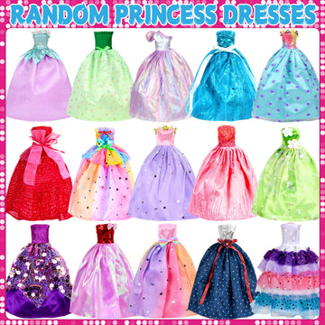 82 Pack Doll Clothes and Accessories - 2 Princess Dresses 1 Evening Dresses 5 Fashion Dresses 2 Tops 2 Pants 2 Bikini Swimsuits 20 Shoes 48