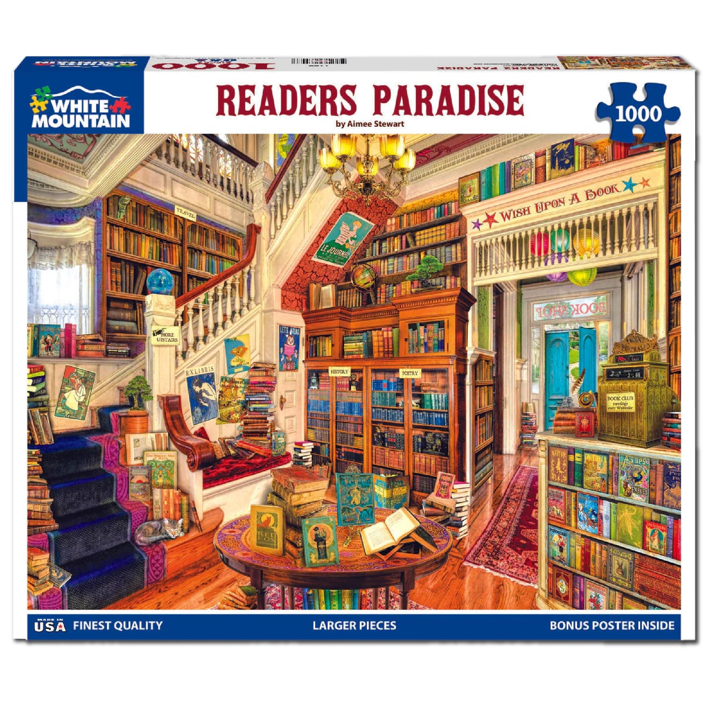 White Mountain 1000 Piece Jigsaw Puzzle Fun Library Book, Readers Paradise