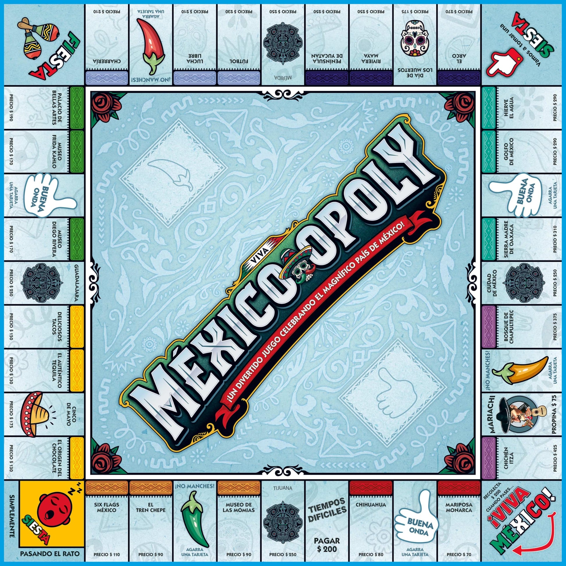 Late for The Sky Mexico-Opoly Spanish-Language Board Game - Family Strategy for 2-6 Players, Ages 8+, Mexico Culture Theme with Paper Money, Tokens