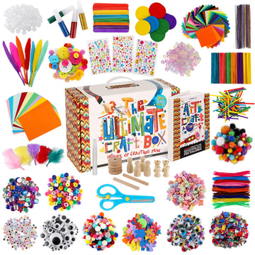 A&R CO. 3000+ Pcs Arts and Crafts Supplies & Materials for Kids - Ultimate Bulk Craft Kit for Boys & Girls with 99 Activities Book for Ages 3-5, 4-6