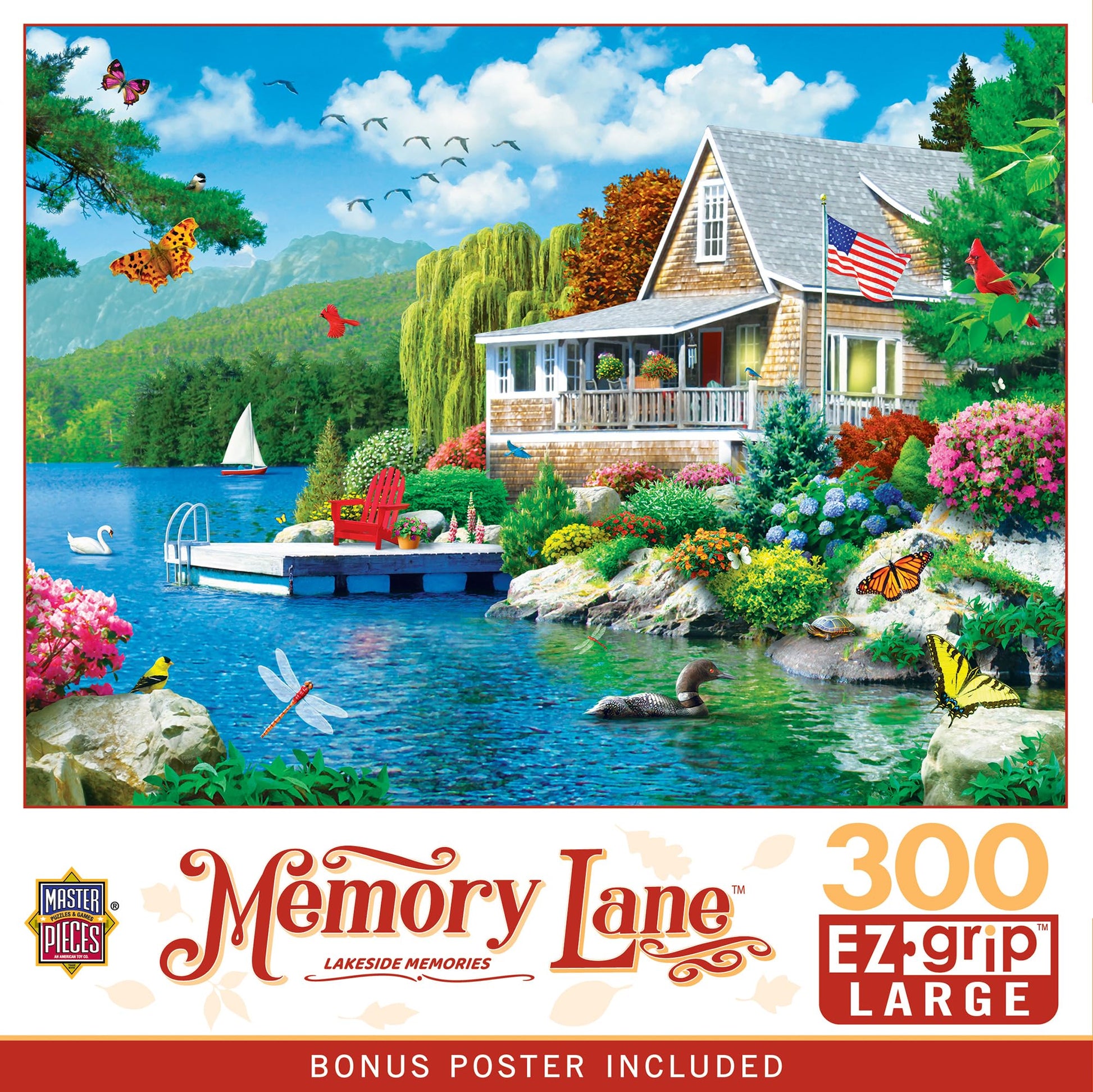 Masterpieces 300 Piece EZ Grip Jigsaw Puzzle - Lakeside Memories - 18"x24"