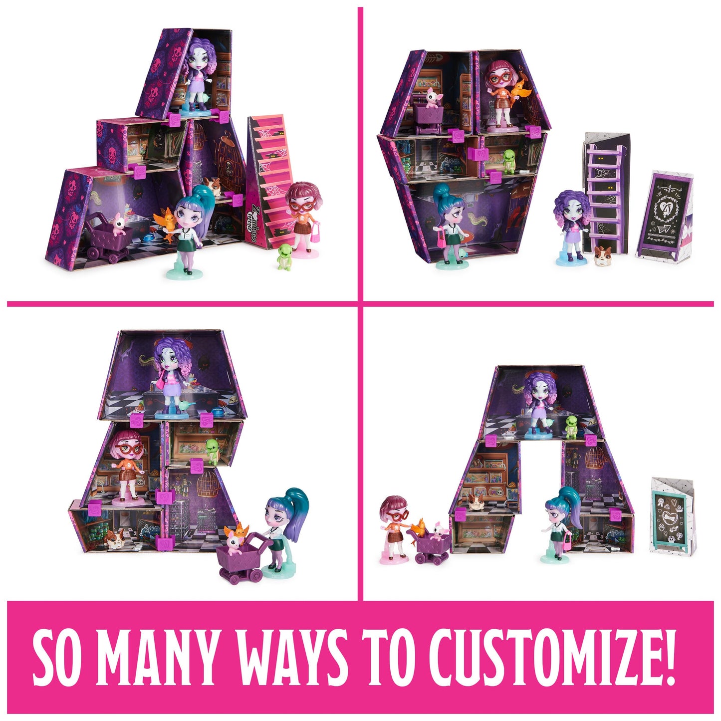 Zombaes Forever, Wild Vibes, Abandoned Pet Shop Customizable Doll House Playset, 3 Exclusive Zombie Dolls & Accessories, 5 Pets, Kids Toys for Girls