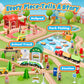 Wooden Train Set 175-Piece for Toddlers Kids Ages 3-8, Double-Sided Expandable Train Track with Puzzles & Magnetic Fishing Toys Compatible with Major