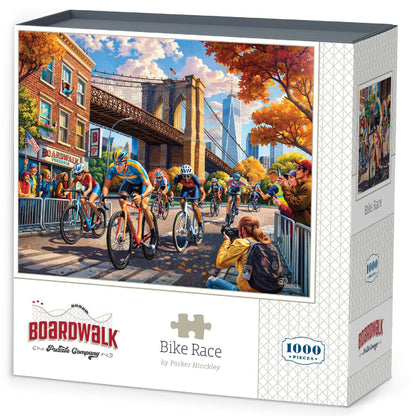 Boardwalk Bike Race 1000 Piece Jigsaw Puzzle FunNew York Sports Puzzles with Premium Box, Gift for Adults and Family 19"x26"