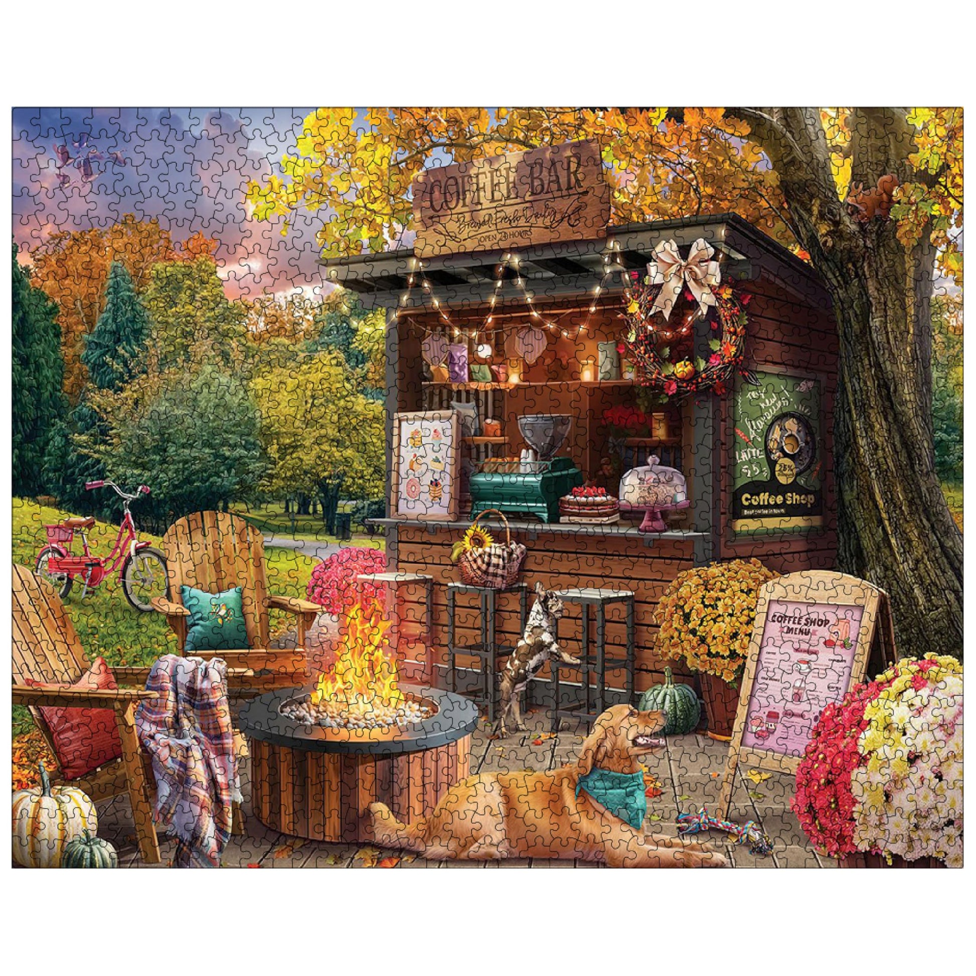 White Mountain 1000 Piece Jigsaw Puzzle Scenic Fall, Parkside Coffee