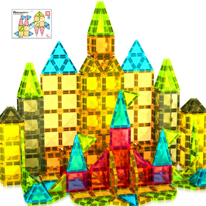 PicassoTiles Magnetic Tile 24pc Mini Diamond Magnetic Building Blocks Set Travel Size STEM Educational Construction Toy Portable Hands On Learning