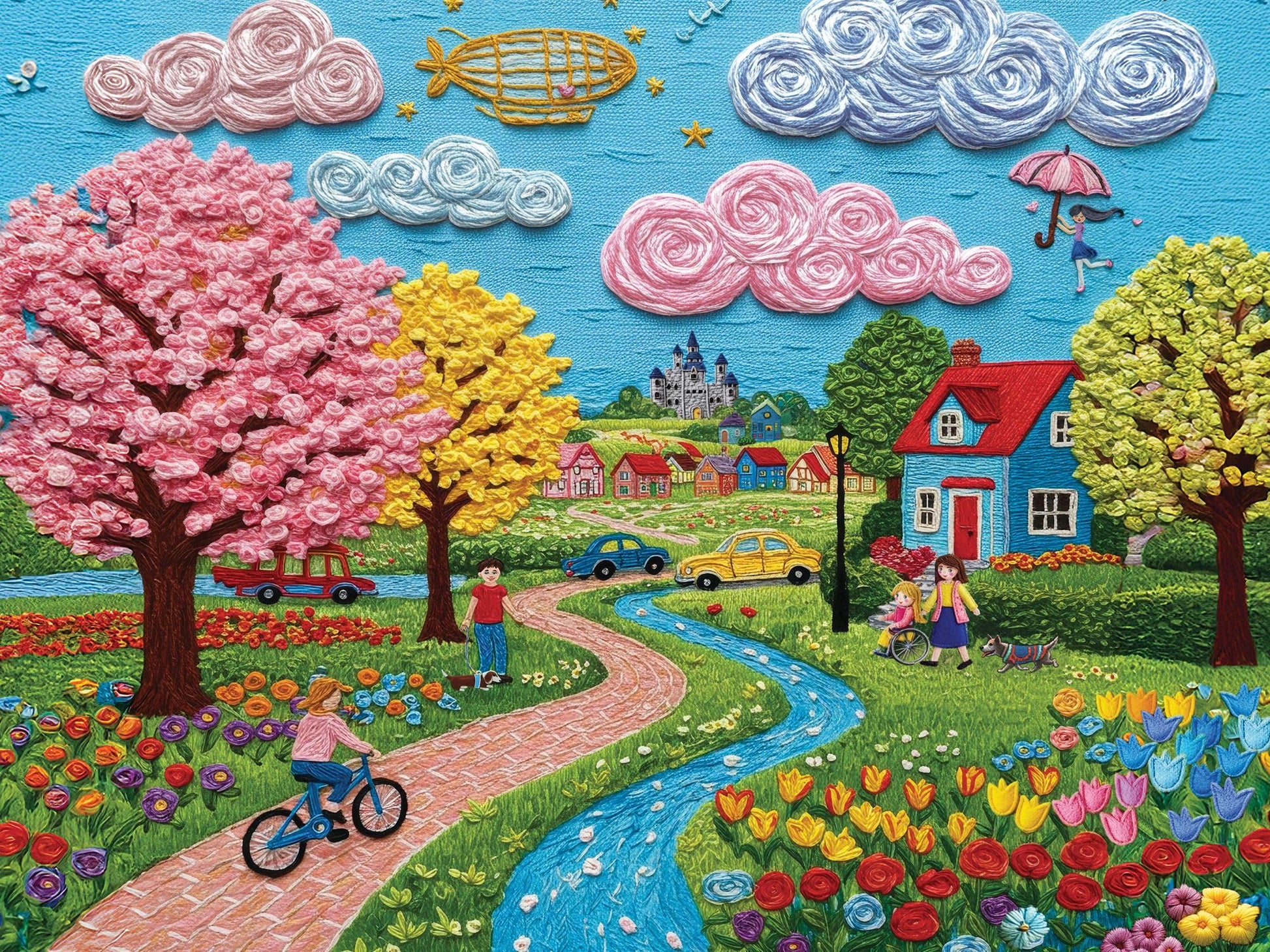 Springbok Springtime Stroll 1000 Piece Jigsaw Puzzle for Adults & Family - Poster Now Included - Scenic Spring Garden, Flowers & Trees Art - Unique
