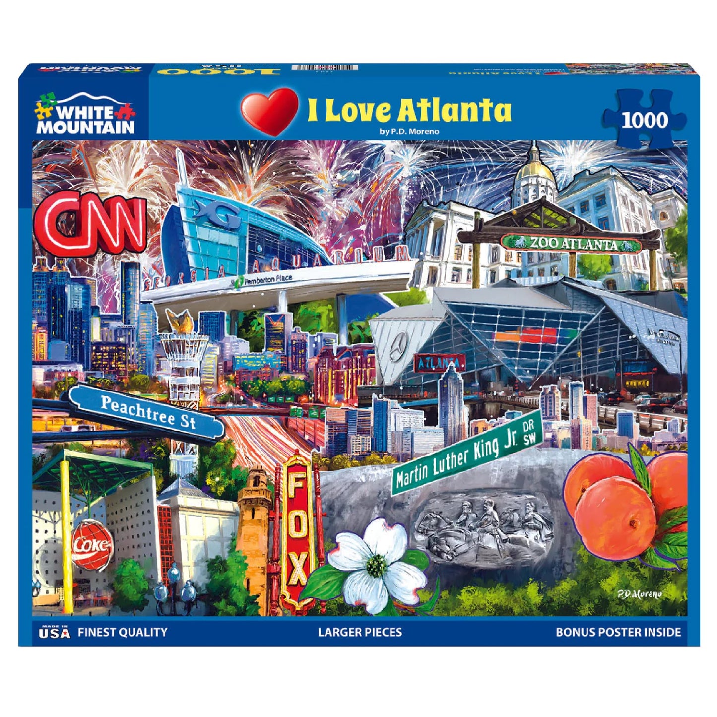 White Mountain 1000 Piece Jigsaw Puzzle State Collage, I Love Atlanta