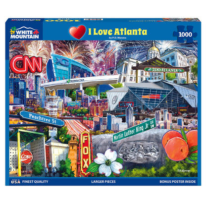 White Mountain 1000 Piece Jigsaw Puzzle State Collage, I Love Atlanta