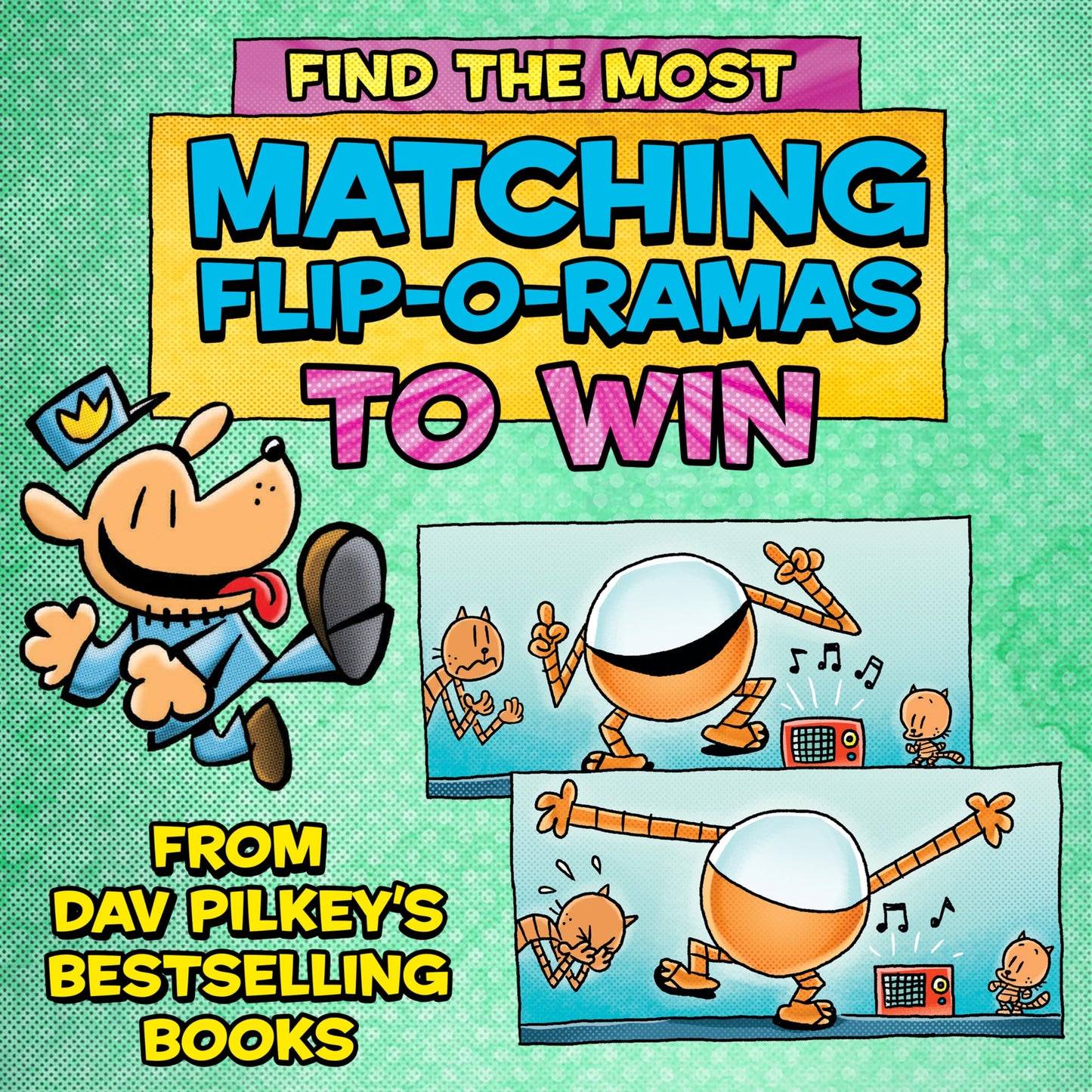 University Games Dog Man Flip-o-Rama Card Matching Game for Kids, Family Memory Card Game Ages 6+, Based on Dog Man Books by Dav Pilkey
