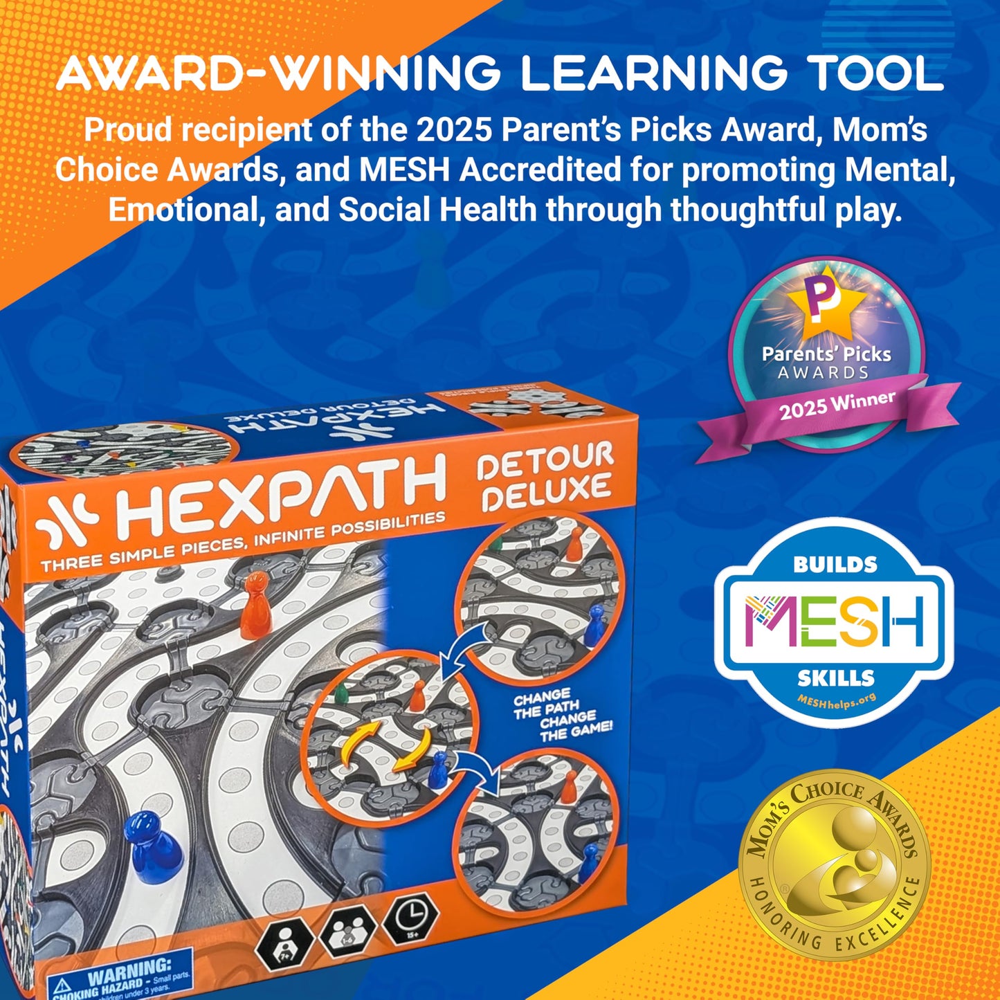 HexPath 7-in-1 Modular Strategy Board Game (1-6 Players) | 7+ Years | 15 min Playtime | Perfect Board Game for a Family Game Night | Best for Kids
