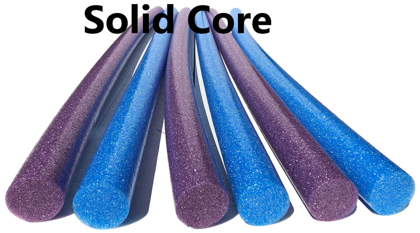 Solid Core Extra Long 60" Swim Noodles 6 Pack Deluxe Solid Core Foam Noodles (Blue Purple)