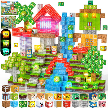 Crifeton Magnetic Blocks 100 PCS with Light UP Magnetic Building Blocks, 3+ STEM Montessori Sensory Toys, Magnetic Cube for for 3 4 5 6 7 8 9 10 11 12