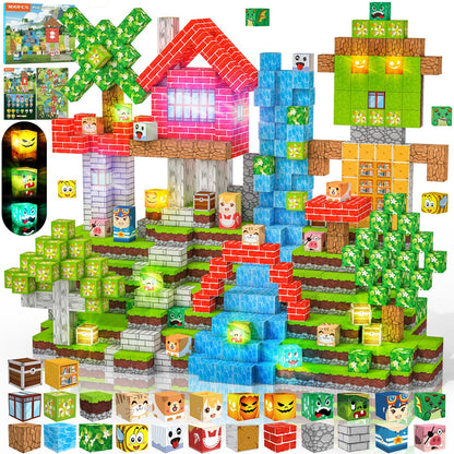 Crifeton Magnetic Blocks 100 PCS with Light UP Magnetic Building Blocks, 3+ STEM Montessori Sensory Toys, Magnetic Cube for for 3 4 5 6 7 8 9 10 11 12