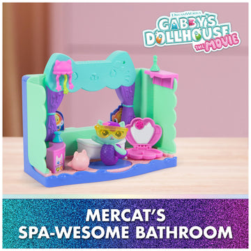 Gabby's Dollhouse: The Movie, MerCat's Spa-wesome Bathroom, Toy Figure, Dollhouse Accessories & Surprise Toy, Kids Toys for Girls & Boys Ages 3 and Up