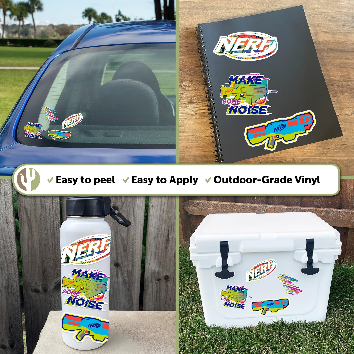 Desert Cactus Nerf Sticker - 12 Sticker Vinyl Decal Laptop Water Bottle Car Scrapbook Sheet Decorations Birthday Favor Party Supplies (2-4)