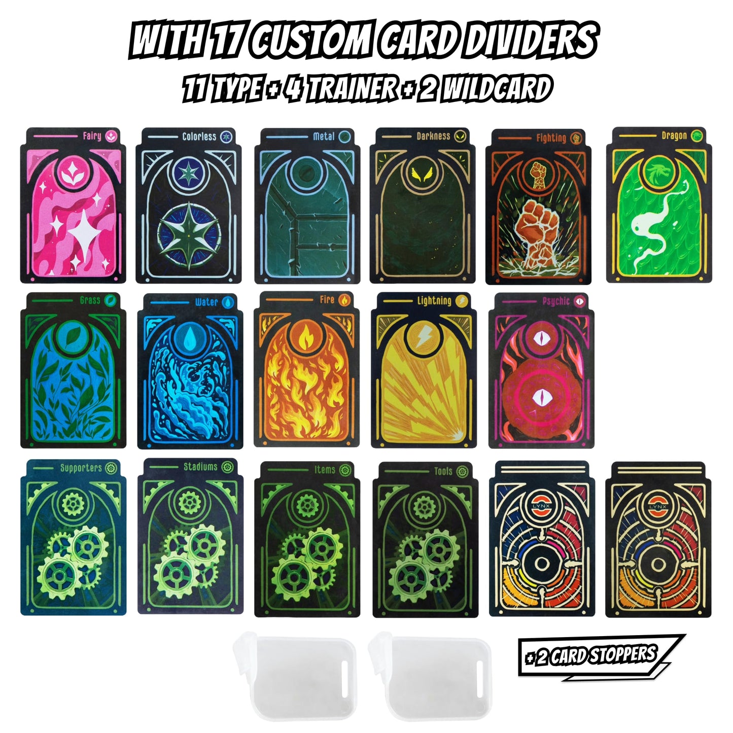 Trading Card Storage Box for Pokemon Cards holds?2400+?TCG Cards. Includes 17 Unique Type Dividers & 2 Card Stoppers. Premium Bulk Card Case/Deck