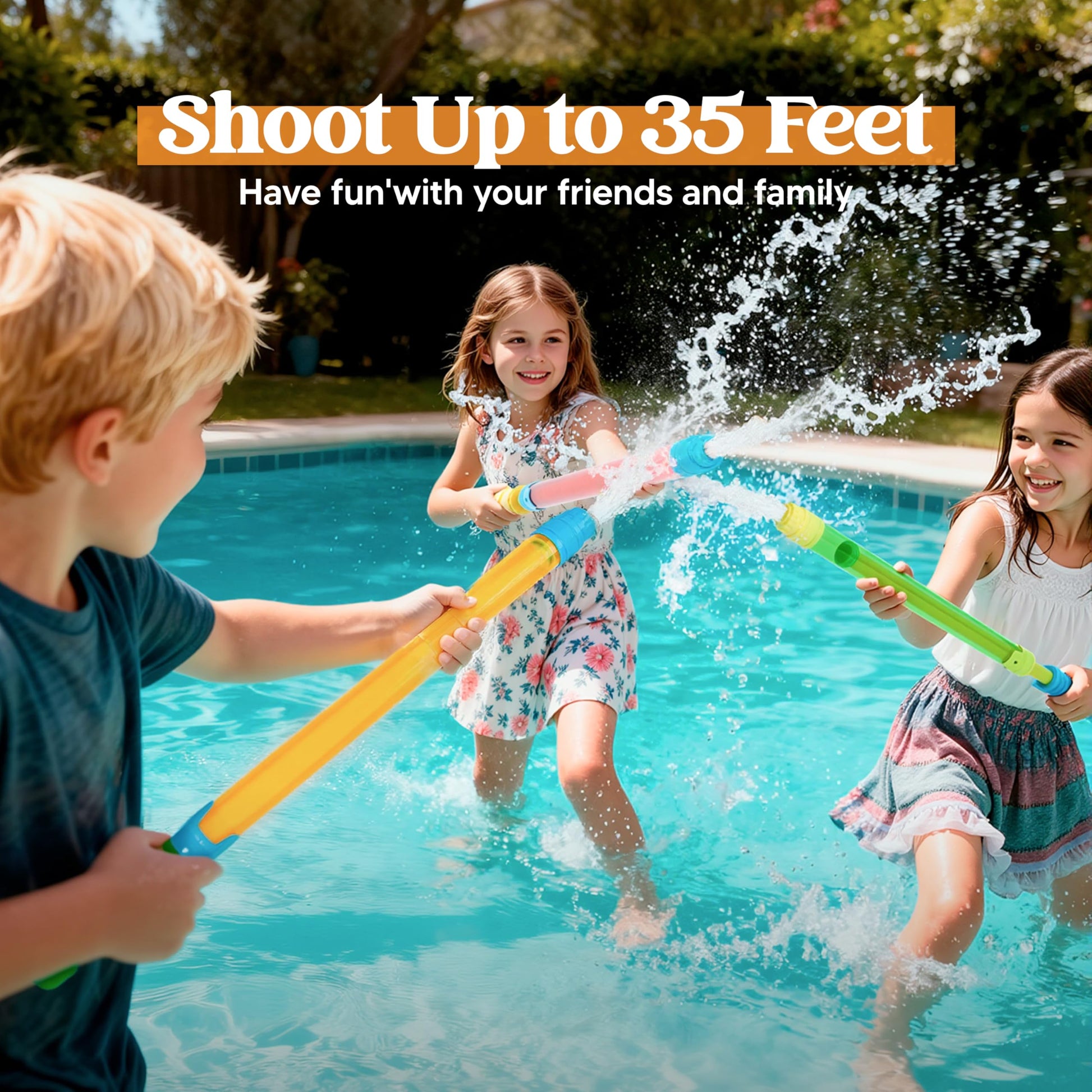 JOYIN 6 Pack Super Blaster Squirt Guns 16.5'' Summer Water Guns Swimming Pool Toys Beach Sand Water Fight Toys Party Favor