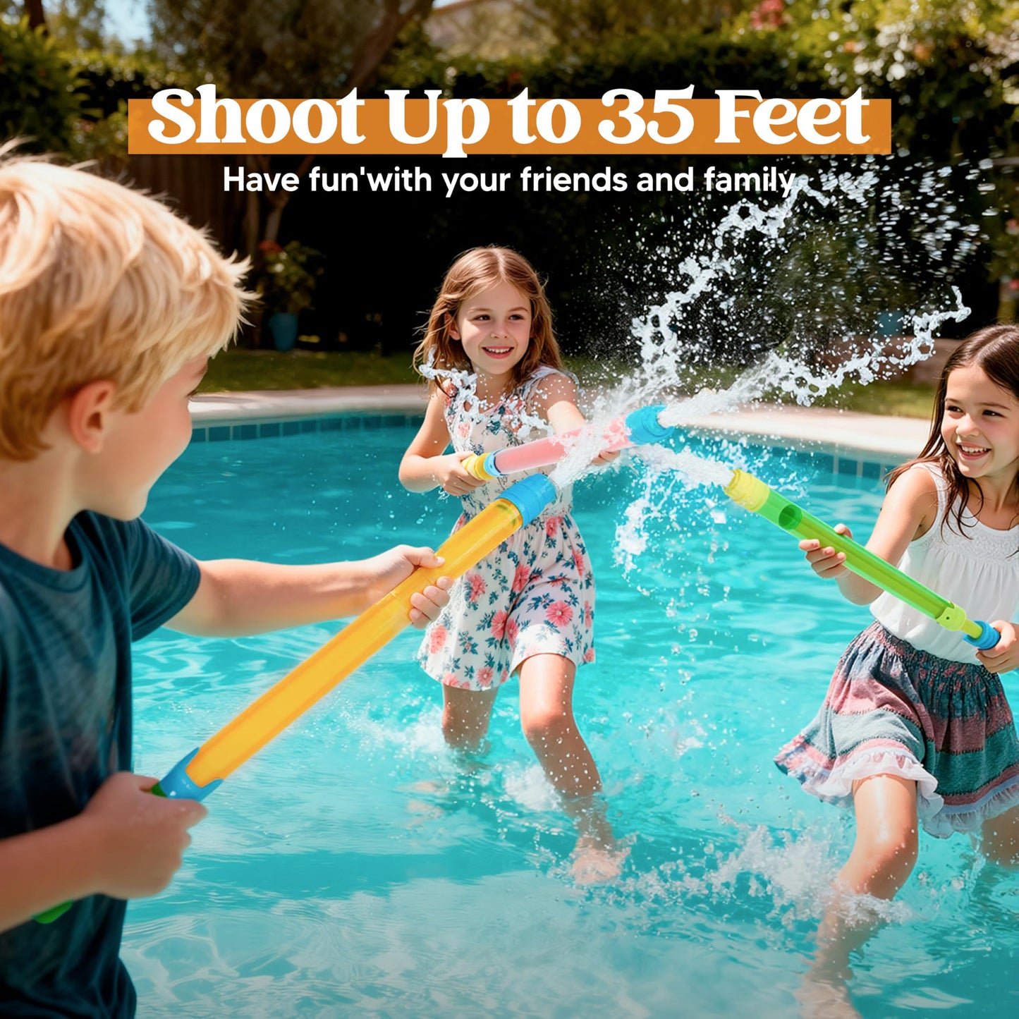 Sloosh 24 pcs Blaster Soaker Water Gun, Squirt Guns Soaker for Kids Summer Swimming Pool Beach Sand Outdoor Water Activity Fighting Play Toys,16.5''