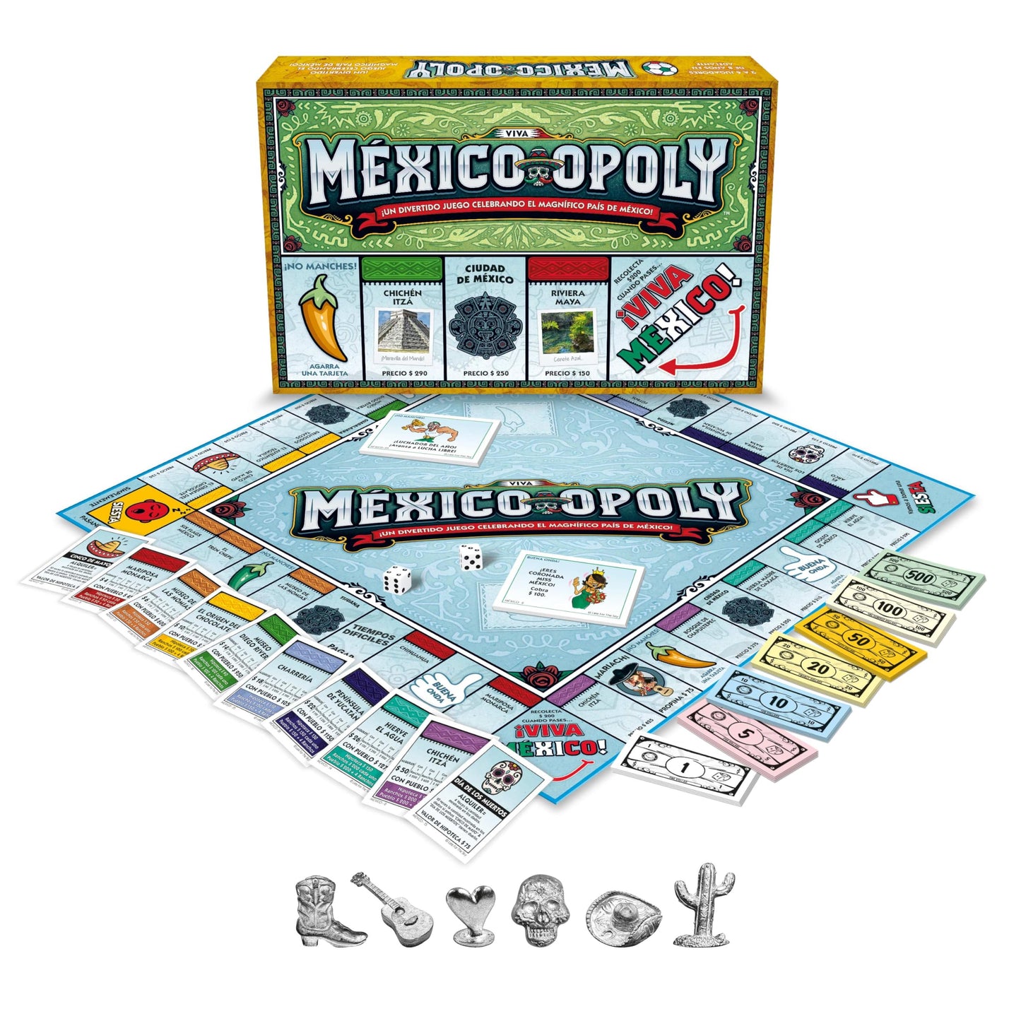 Late for The Sky Mexico-Opoly Spanish-Language Board Game - Family Strategy for 2-6 Players, Ages 8+, Mexico Culture Theme with Paper Money, Tokens
