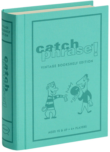 WS Game Company Catch Phrase Game Vintage Bookshelf Edition in Linen-Wrapped Book Case - Electronic Timer & 16 Double-Sided Disks Featuring 2,300+