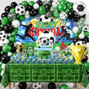 128Pcs Soccer Birthday Party Decorations Set - Football Theme Party Supplies with Backdrop, Balloon Arch Kit, Banner, Cake Topper & Tablecloth