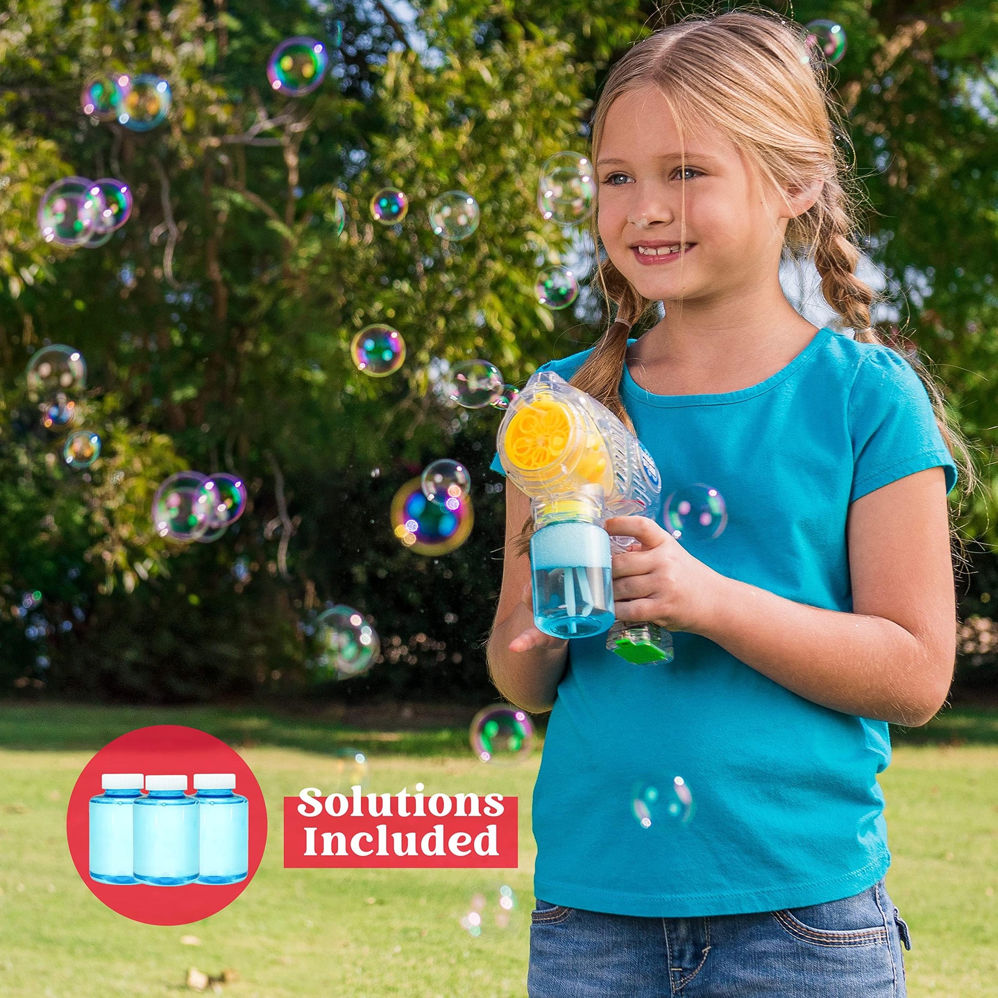 JOYIN 3 Packs Bubble Guns with 3 Solutions, Automatic Bubble Maker Blower Machine for Kids, Party Favors, Summer Toy, Birthday, Outdoor & Indoor