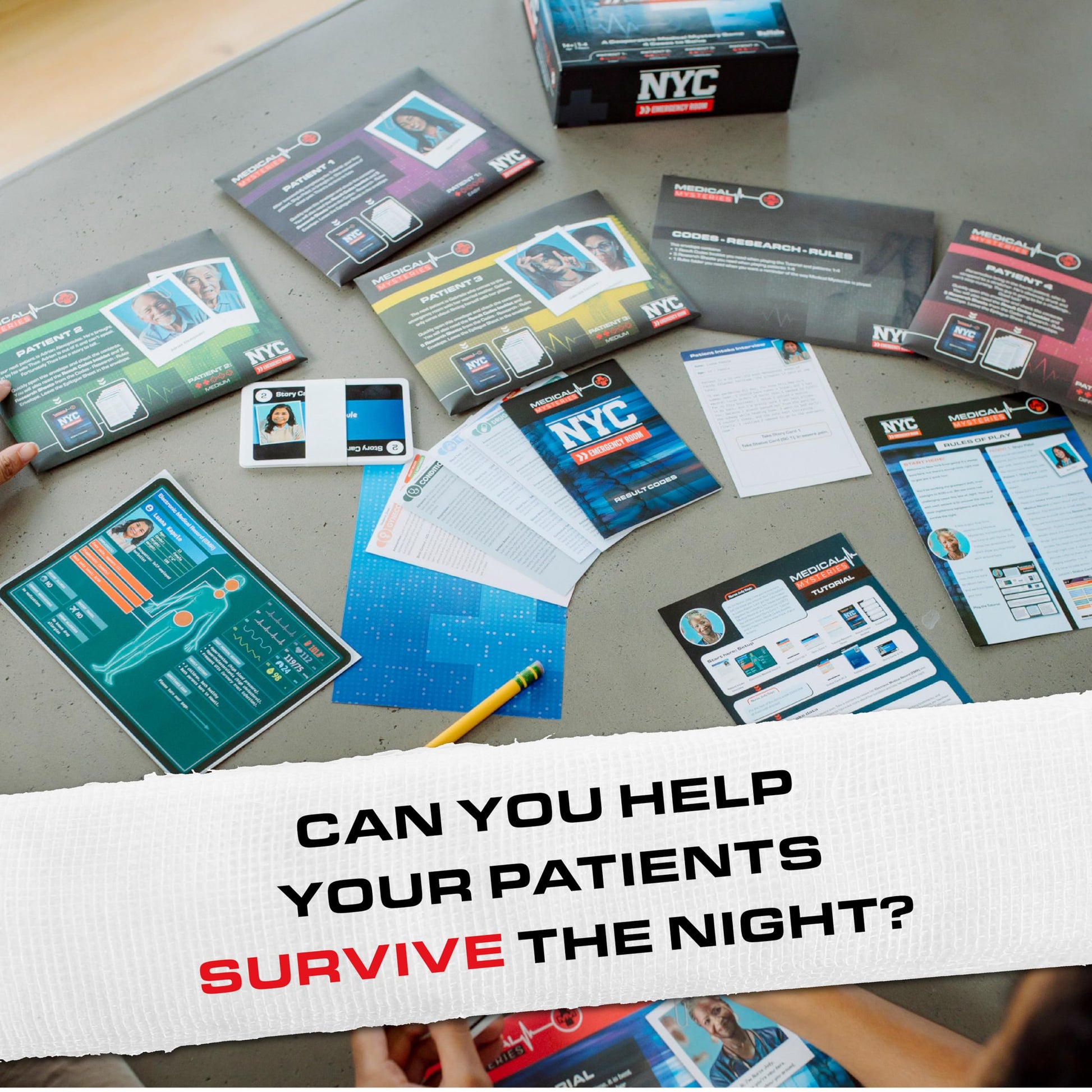 Buffalo Games - Medical Mysteries: NYC Emergency Room - New Game Night Staple - Escape Room - Cooperative Strategy - Adult Party Game - Ages 14 and Up