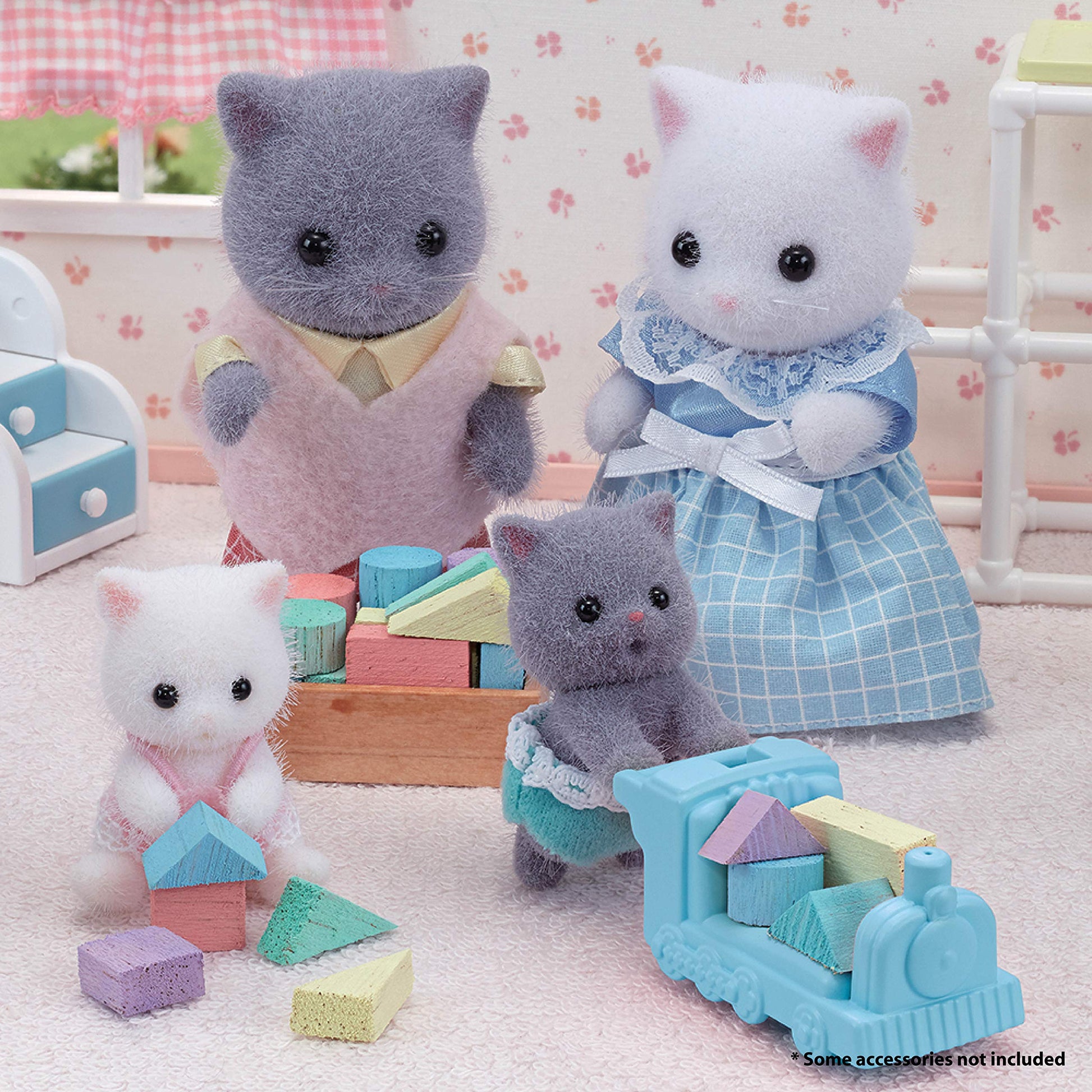 Calico Critters Persian Cat Twins - Two Collectible Figures & Pushcart Accessory Included