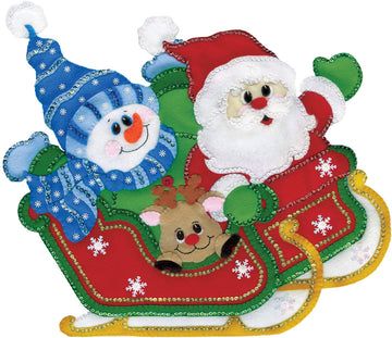 Design Works Felt Wall Hanging Applique Kit 16"X18" - Sleigh Ride