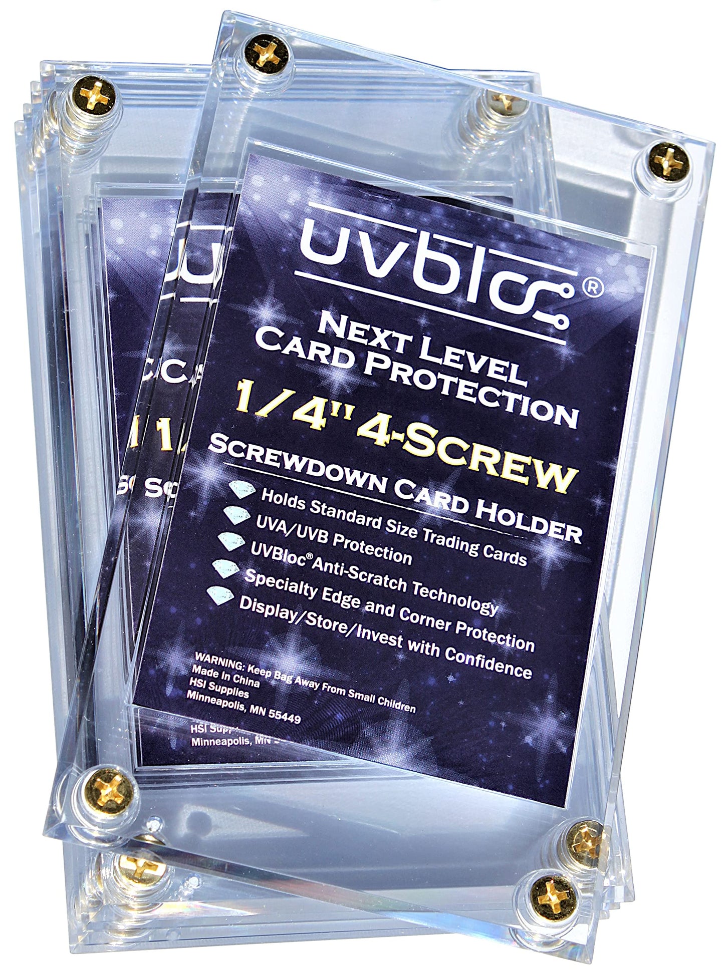 UVBLOC Baseball Card Holder Cases (5 Pack) Protectors Hard Plastic Screw Down 35pt Sleeves for Trading Football Basketball Sports Cards