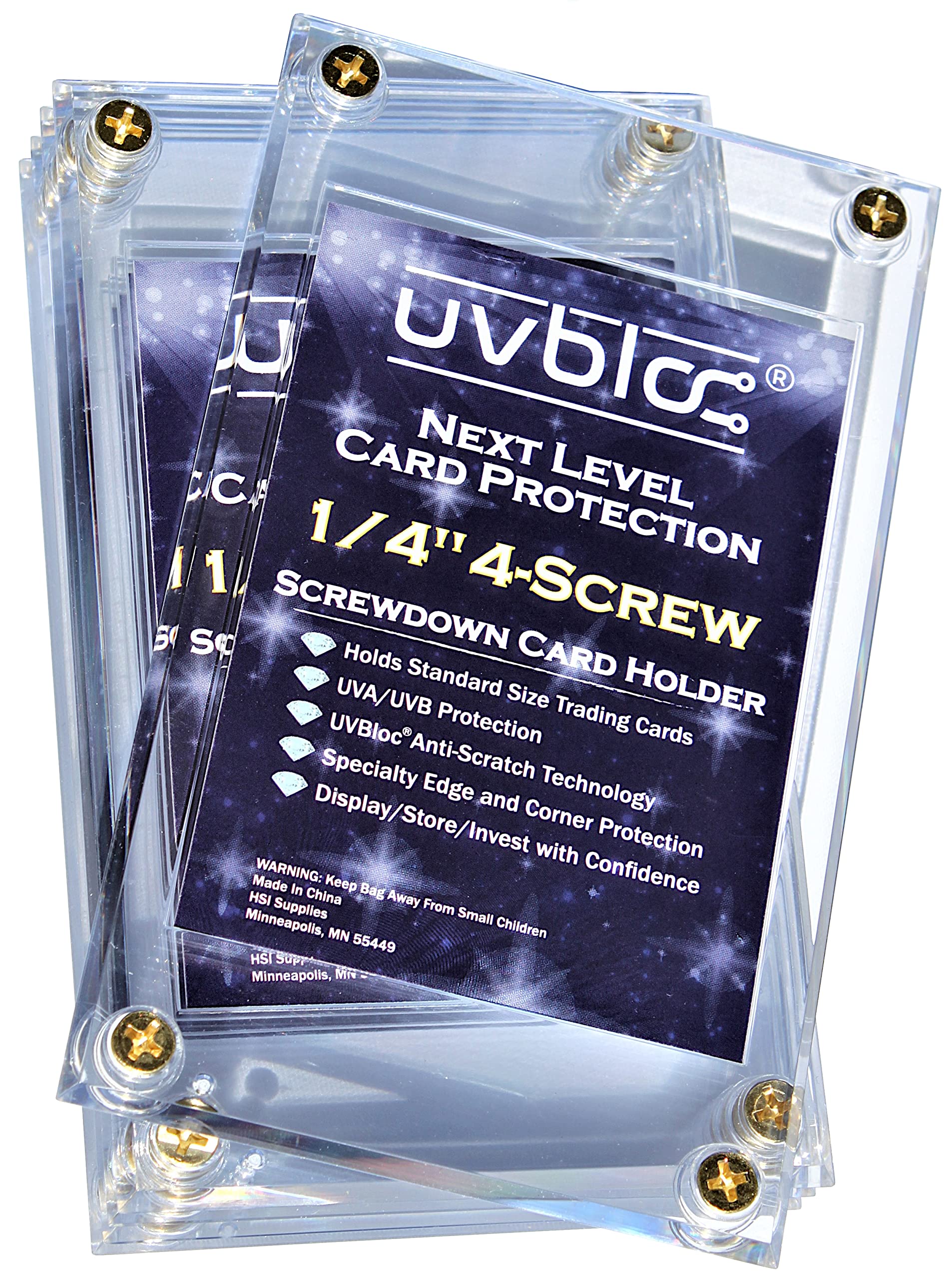UVBLOC Baseball Card Holder Cases (5 Pack) Protectors Hard Plastic Screw Down 35pt Sleeves for Trading Football Basketball Sports Cards