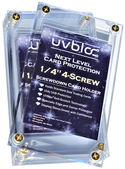 UVBLOC Baseball Card Holder Cases (5 Pack) Protectors Hard Plastic Screw Down 35pt Sleeves for Trading Football Basketball Sports Cards