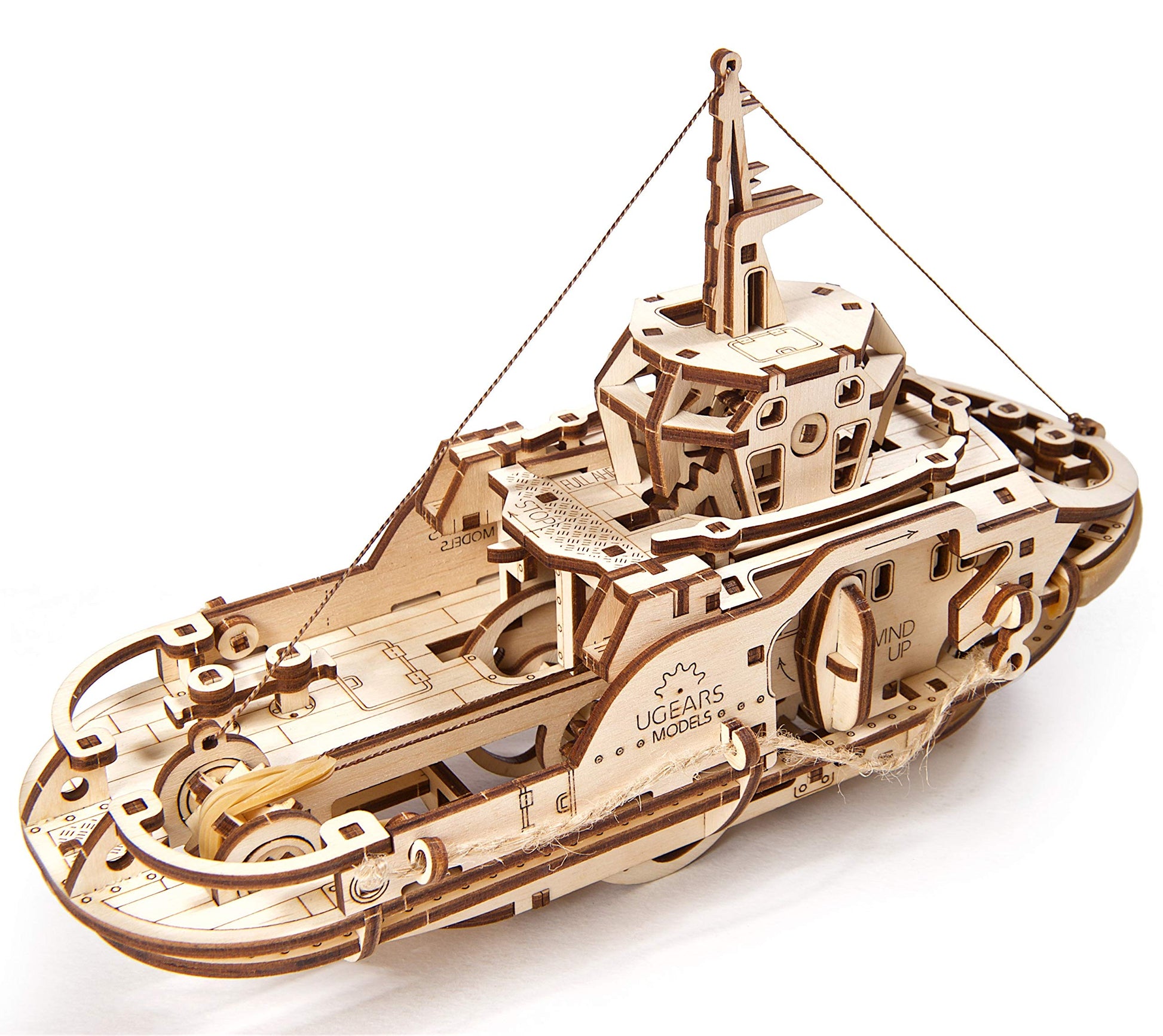 Tugboat Ugears 3D Mechanical Wooden Model for Self Assembling, DIY, Brainteaser