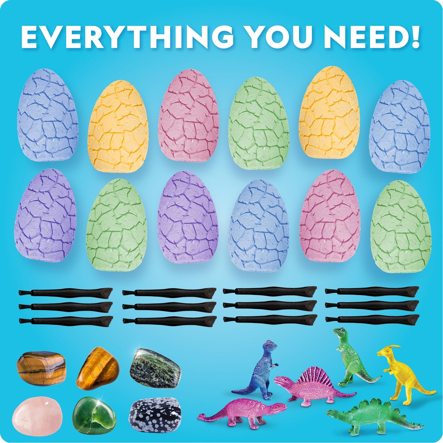 Blue Marble Easter Egg Dig Kit with Gems and Glow in the Dark Dinosaurs