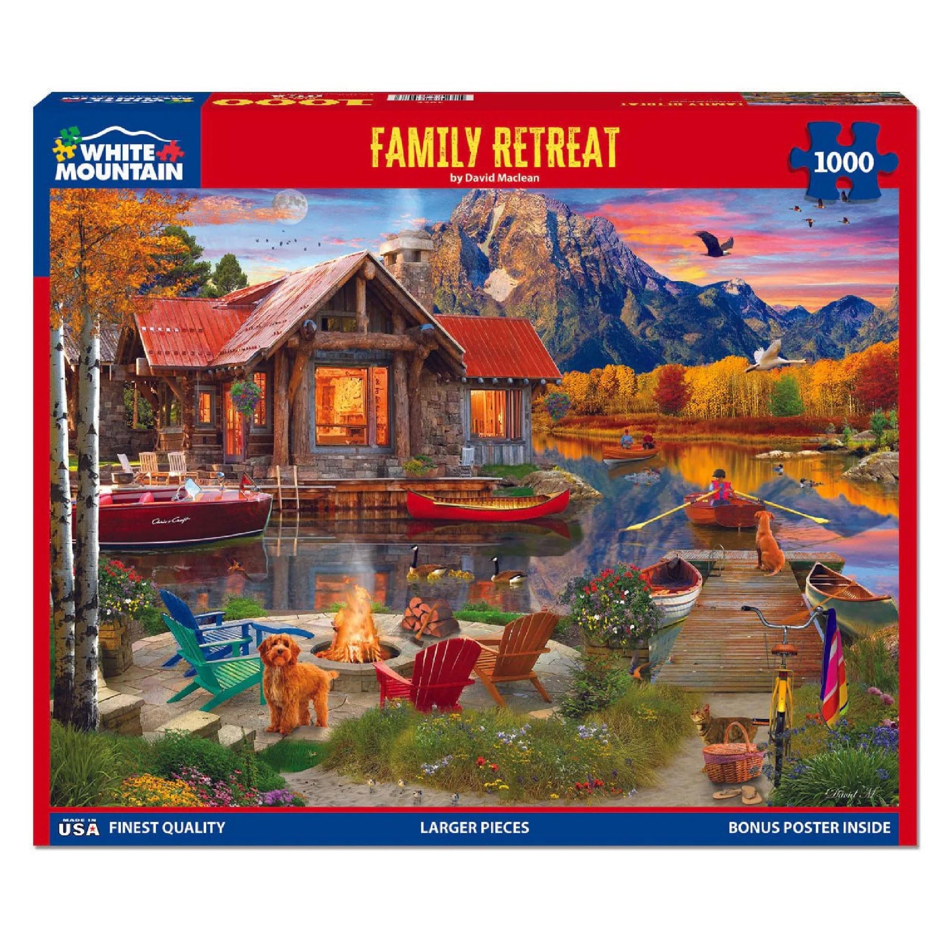 White Mountain 1000 Piece Jigsaw Puzzle Cabin Fall, Family Retreat