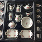1/12 Scale Lot 42 Dollhouse Miniatures Chinese Peony Flower Porcelain Set; Doll House Soup Tureens Bowls vases Set