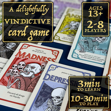 Pillbox Games Side Effects | Strategic Take that Card Game of Therapy, Medication, Disorder Cards & Chaotic Interaction | Stylish Art Game for 2-8