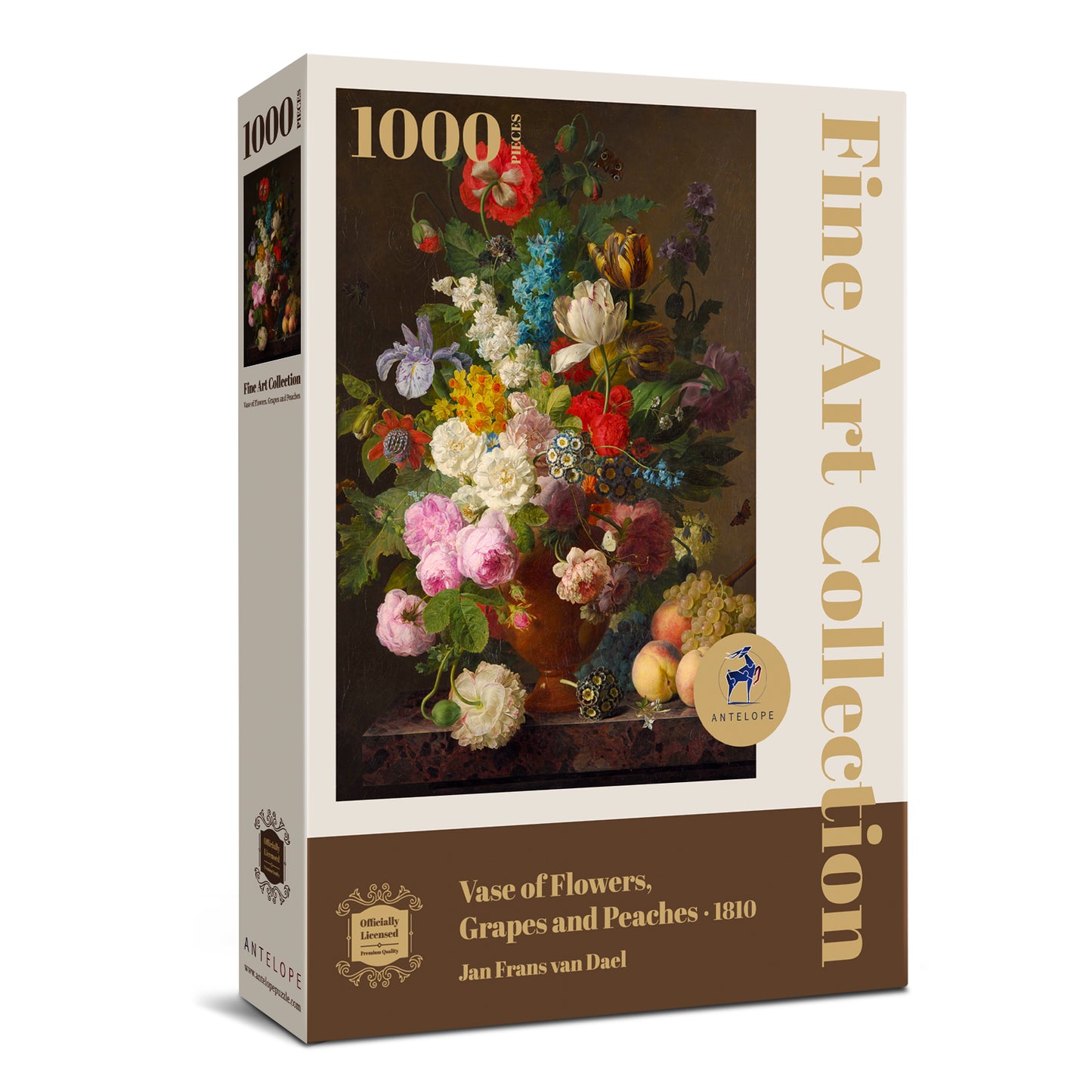 Antelope - 1000 Piece Puzzles for Adults - Vase Flower Grapes Peaches Jigsaw Puzzle 1000 Pieces, Jan Frans Van Dael Officially Licensed, High
