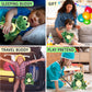 DolliBu Plush Frog Stuffed Animal - Soft Huggable Squat Green Frog, Adorable Playtime Frog Plush Toy, Cute Rain Forest Life Cuddle Gift for Kids