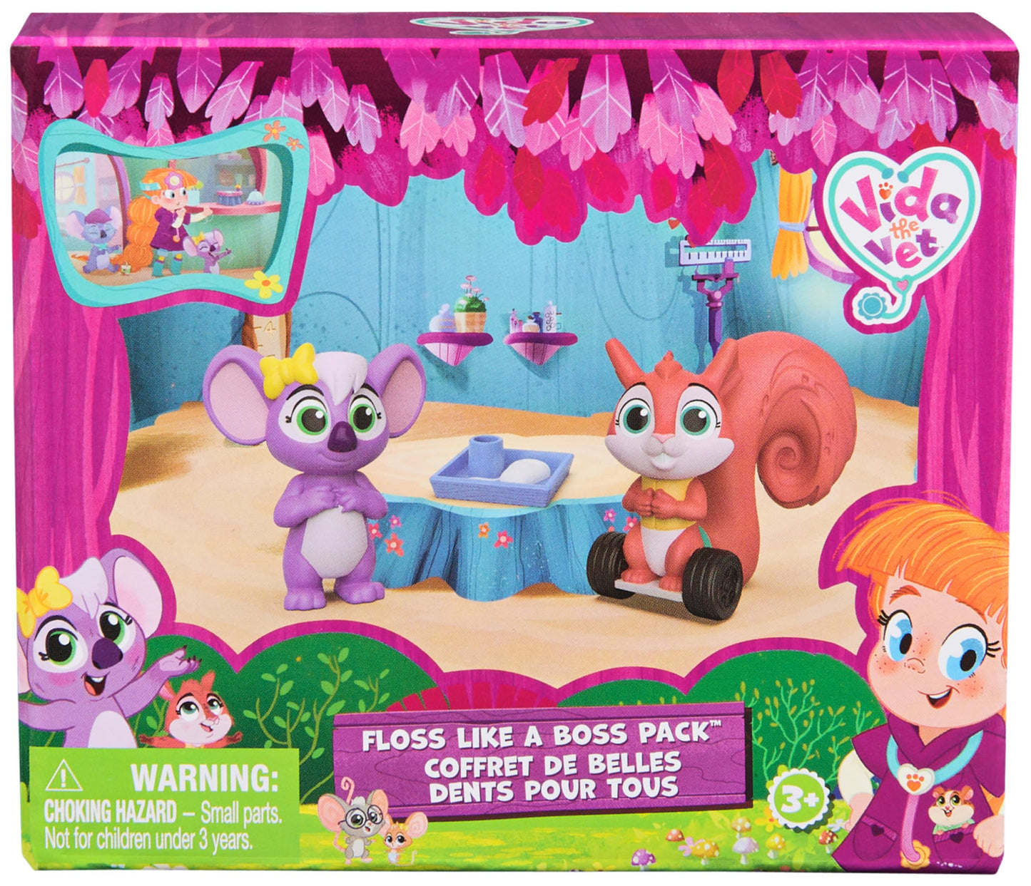 Vida the Vet, Floss Like a Boss Pack with Fergie & Pippen Toy Figures & Dental Tray Accessory, Kids Toys for Girls & Boys Ages 3 and up