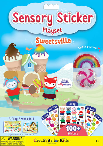 Creativity for Kids Sensory Sticker Playset - Sweetsville - 100+ Sensory Stickers and Play Scenes - Gifts for Boys and Girls Ages 4+, Multi