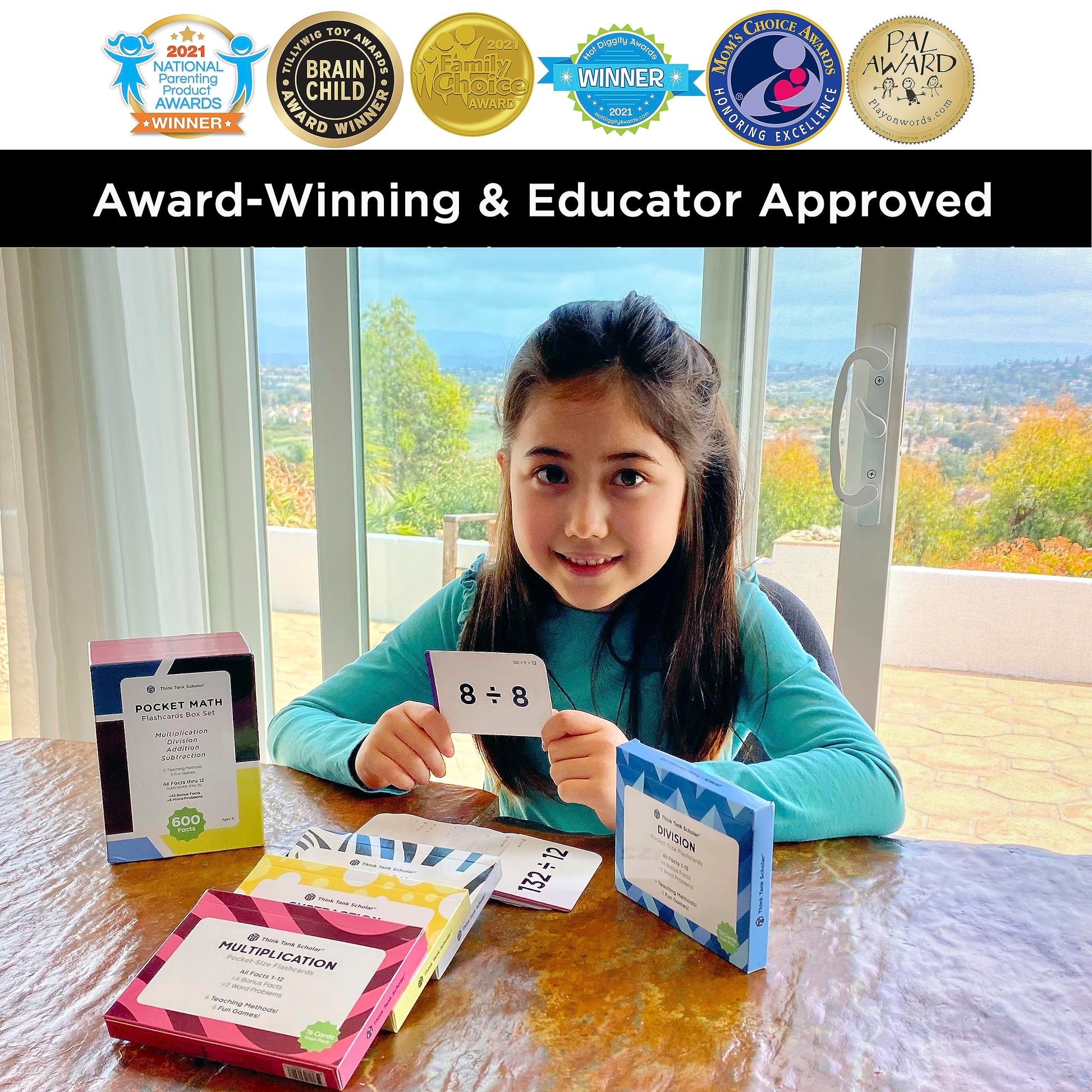 Award-Winning Math Flash Cards - 600 Addition, Subtraction, Multiplication & Division Facts - 2 Facts Per Card - 20 Games & Teaching Methods - Grades