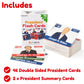 US Presidents for Kids Flash Cards -46 President Cards -Learn Presidents of The USA -Includes US Presidents Party & Vice President Facts -Gift - Ages